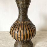 Bamboo and lacquered wood vase