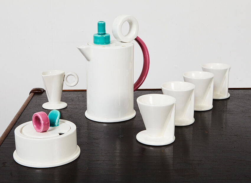 Marco Zanini Ceramic Coffee Set Hollywood Collection for Flavia Montelupe Italy 1980s
