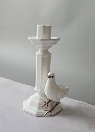 Vintage Costa Italy white ceramic candle holder - 1950s