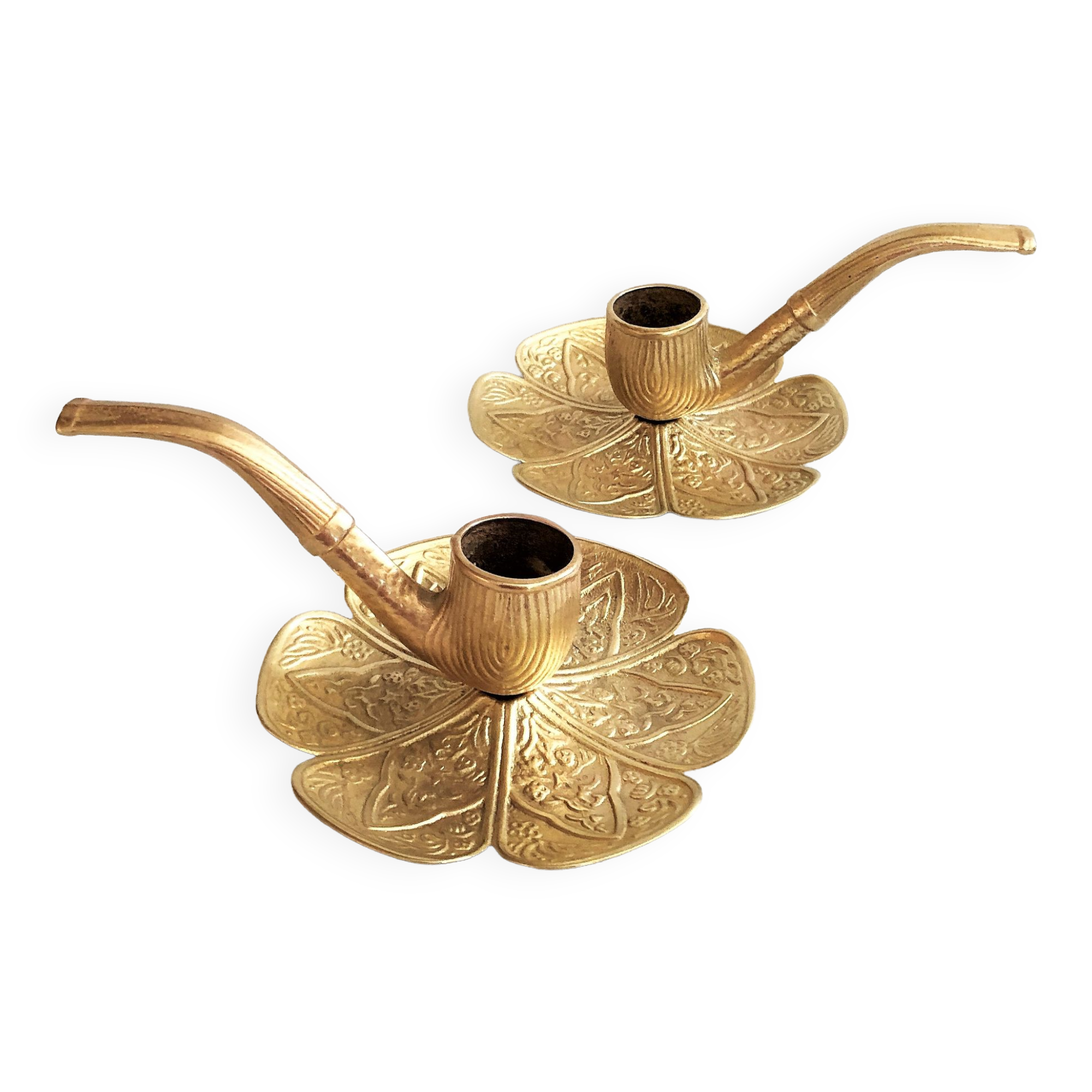 Pair of gilded bronze hand candle holders