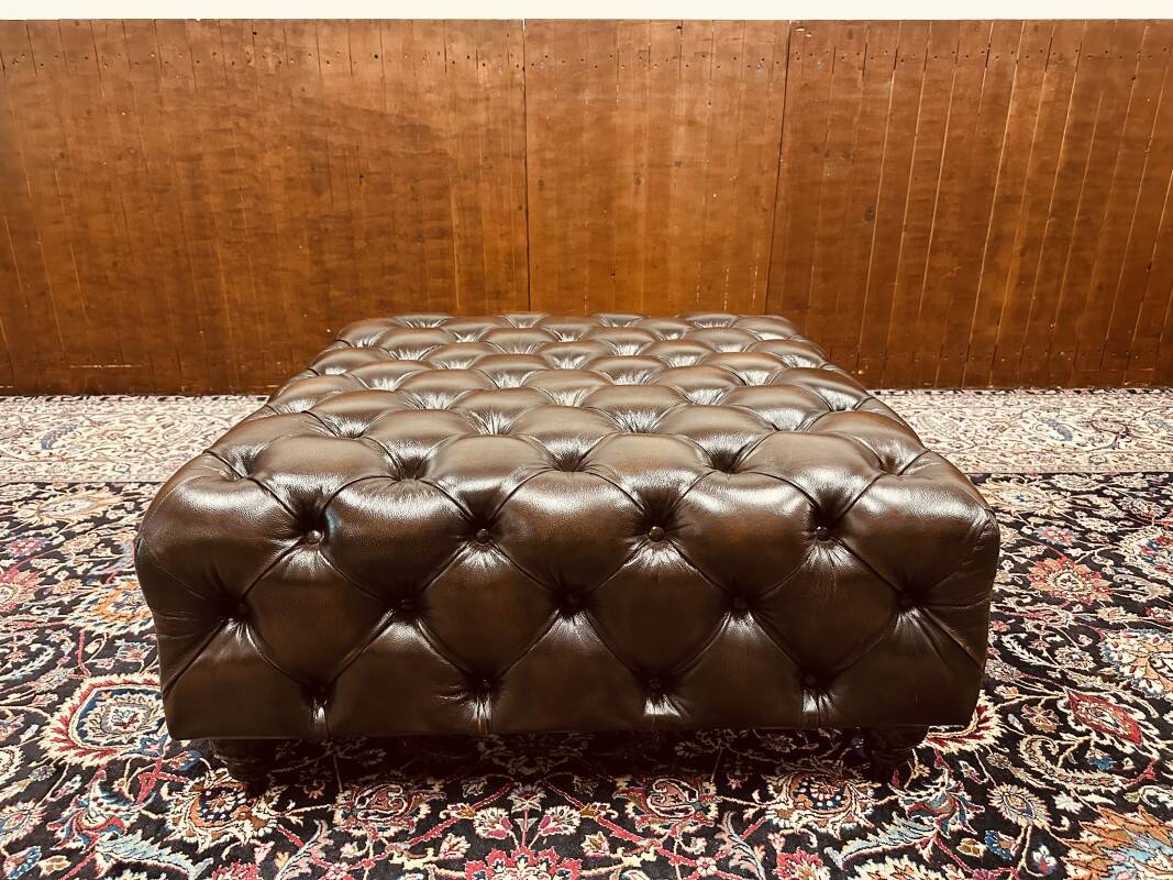 Large Brown Chesterfield Hocker