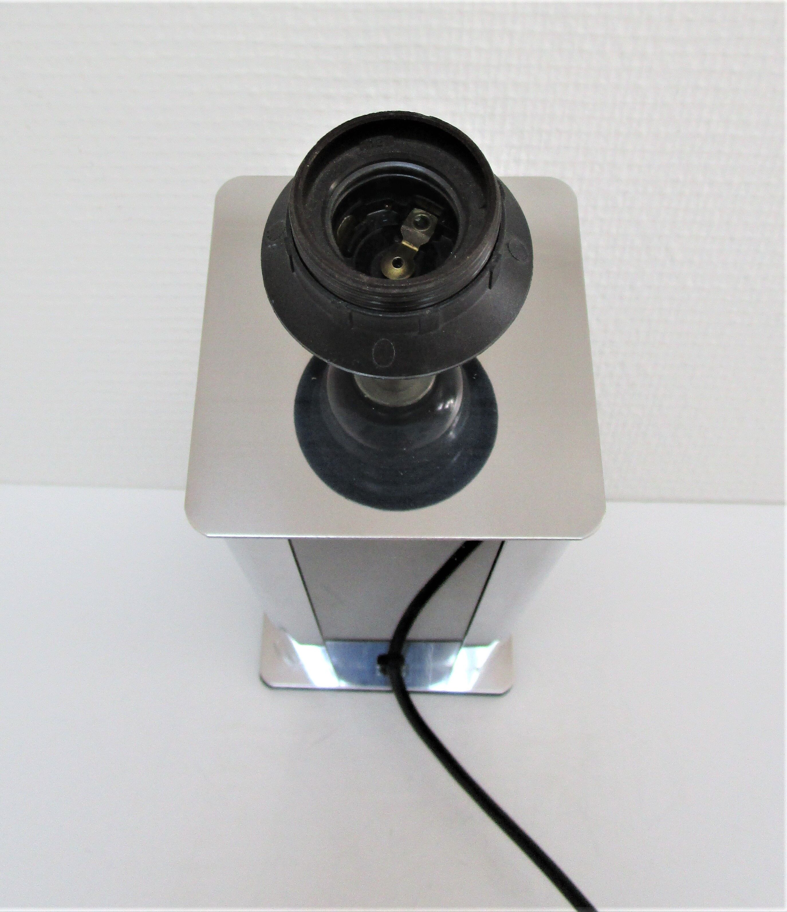 Stainless steel lamp foot and plexiglass black design 70s / 80s