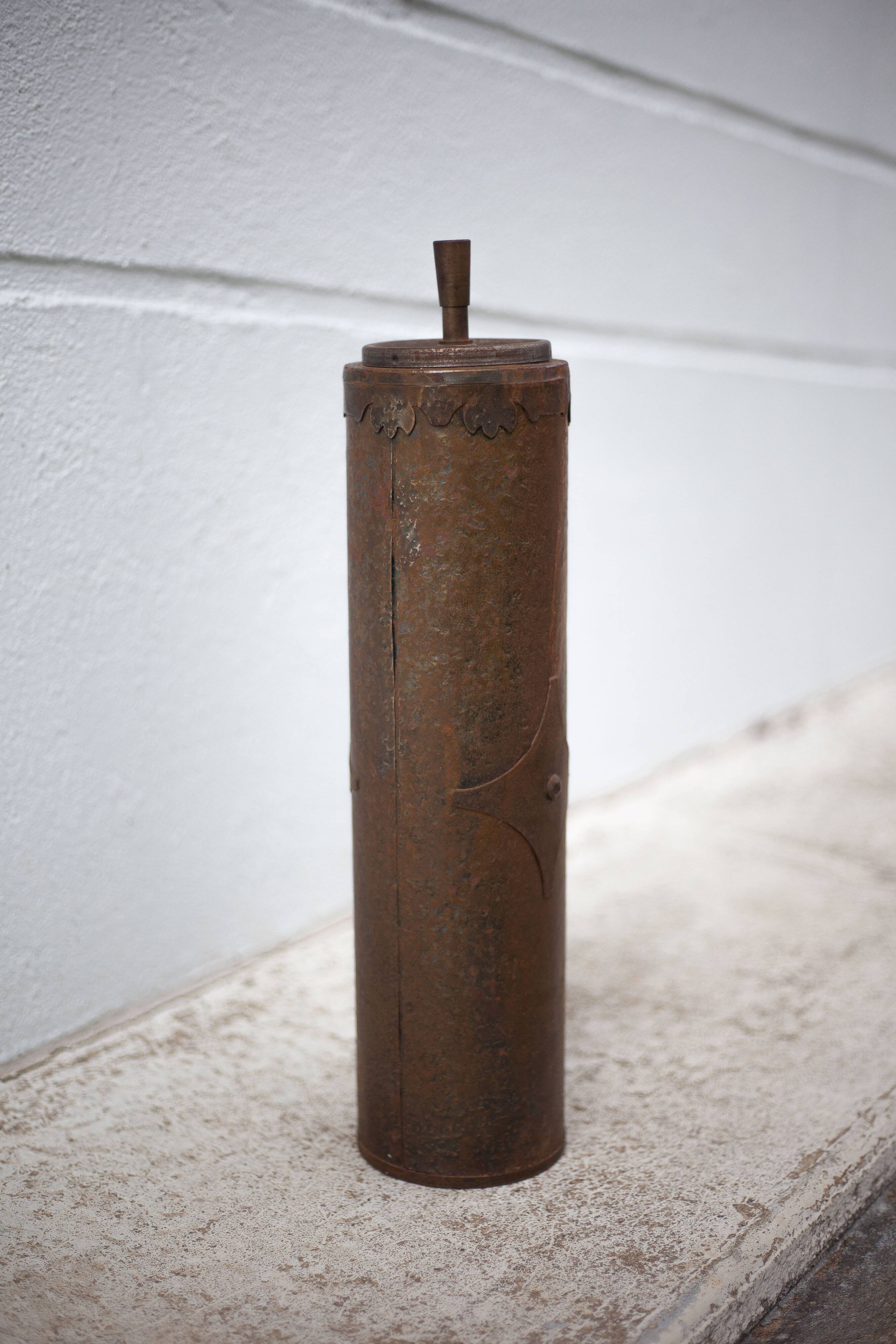 Vintage standing ashtray, push ashtray, brutalist ashtray, metal ashtray, end of sofa