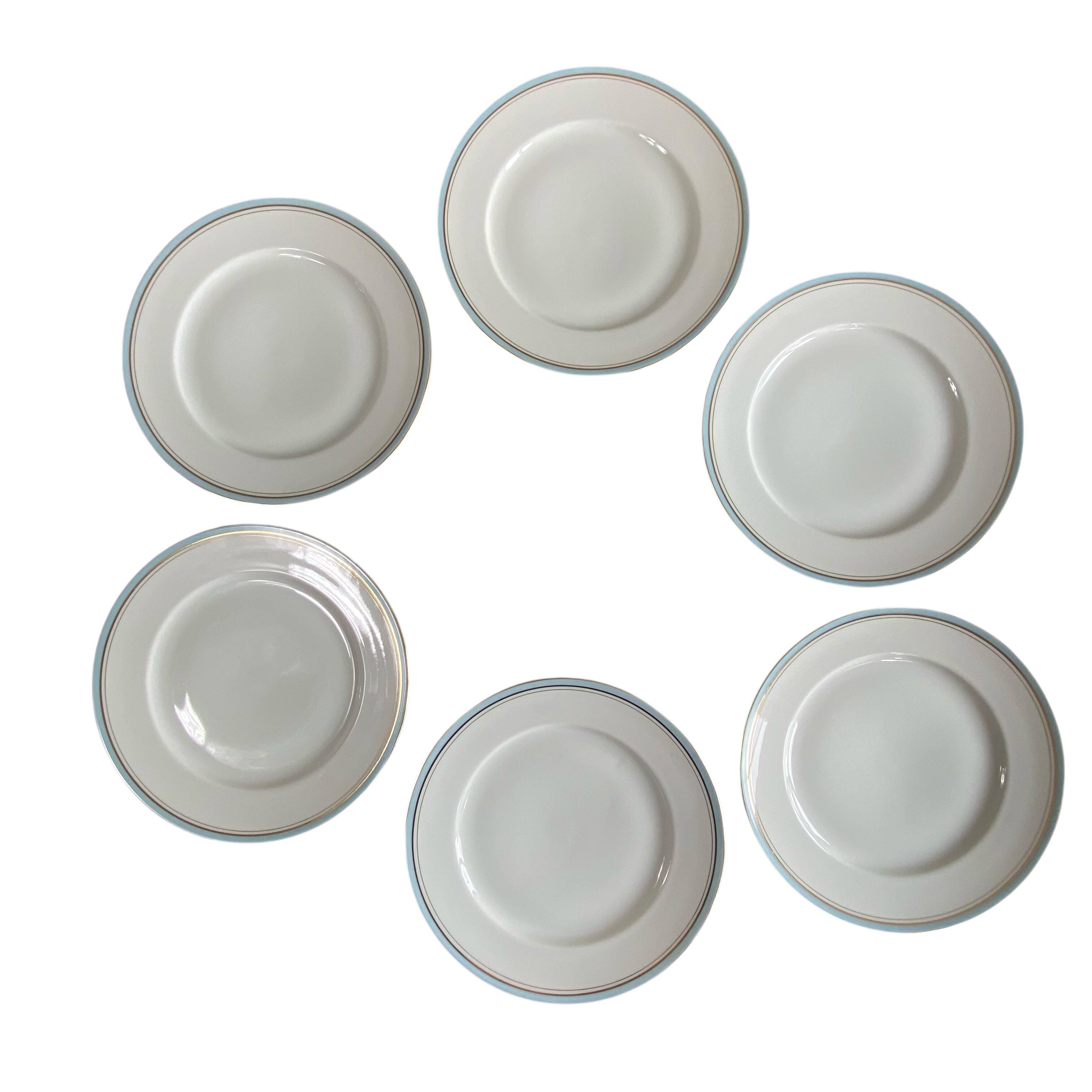 6 flat plates, antique porcelain from the Couleuvre factory.