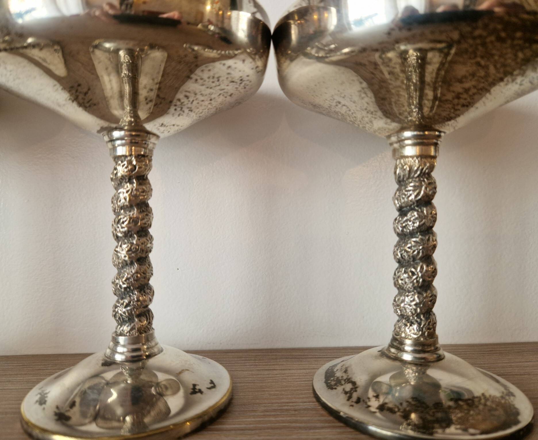 Set of 4 vintage silver dessert bowls – Made in Spain – 1960s