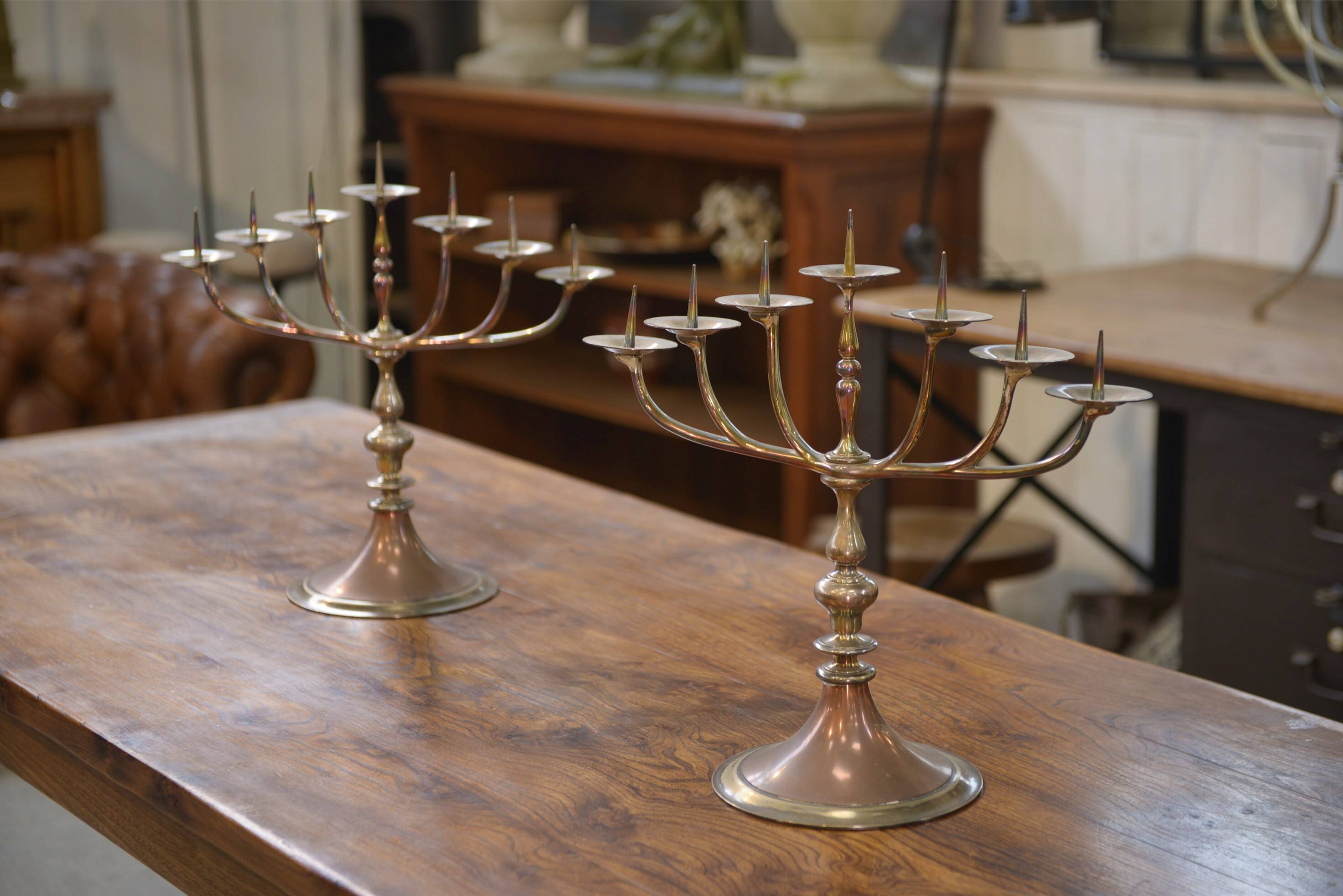 Pair of brass and copper candlesticks 1950s