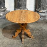 Round table in pitch pine and oak
