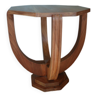 Table d'appoint octogonale selette bout de canapé art déco bois massif