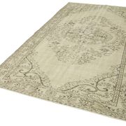 Handwoven rustic anatolian beige carpet 177 cm x 291 cm