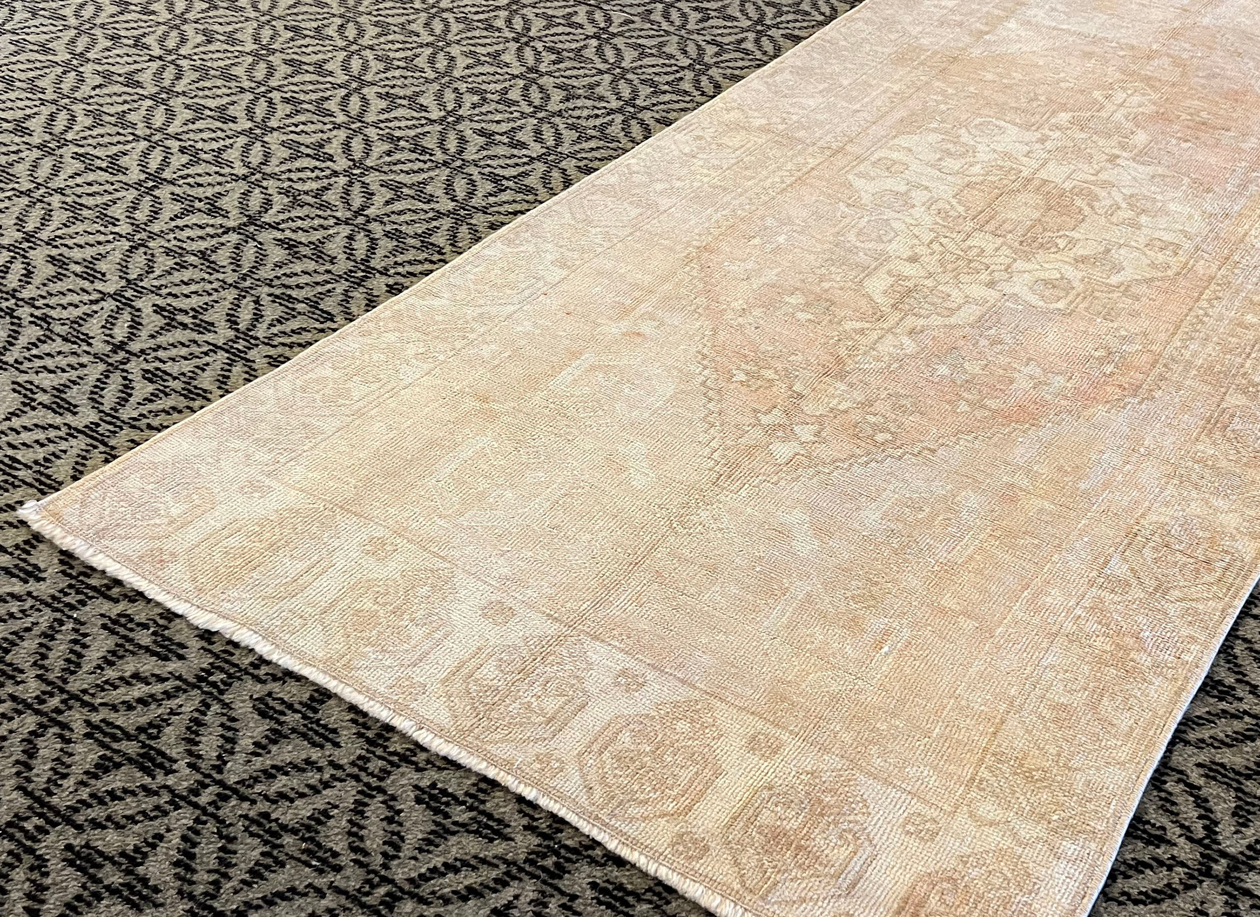 Handmade vintage pastel area rug