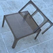 Pair of smoked plexiglass coffee tables 1970 side tables
