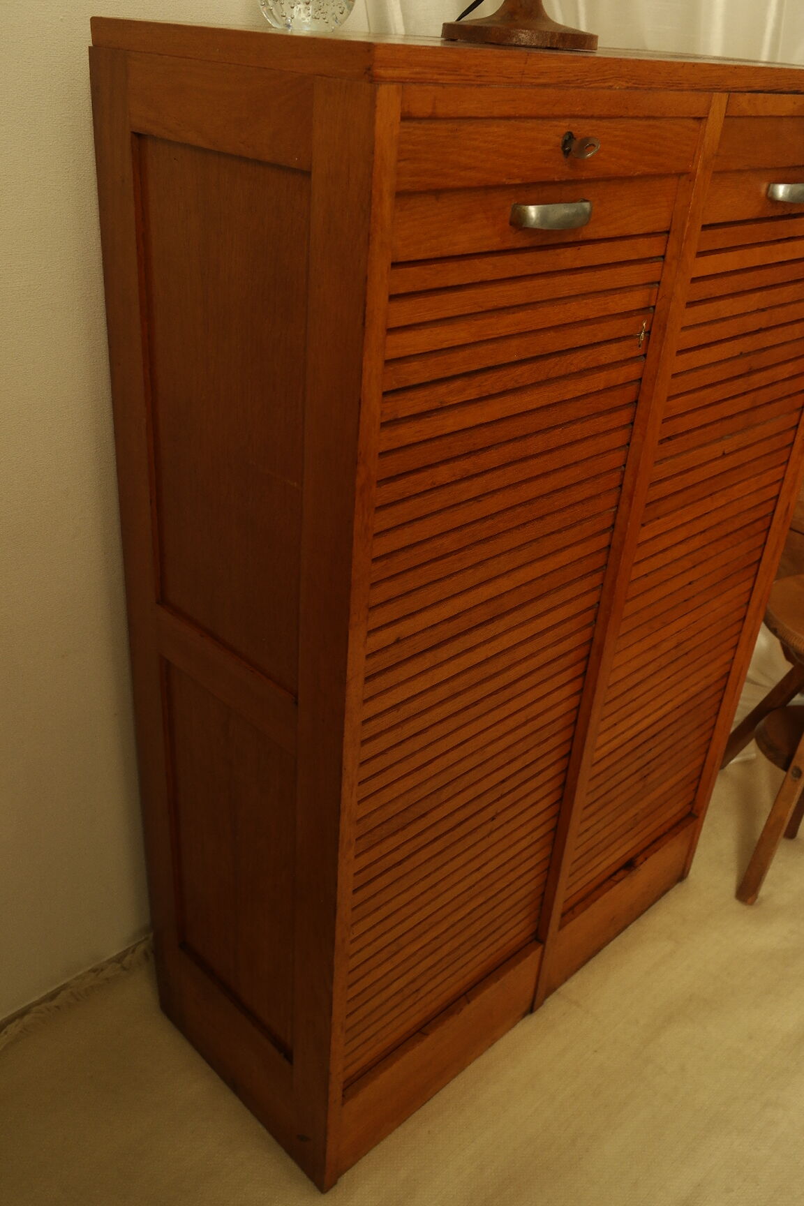 Radia vintage oak double curtain binder cabinet