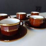 6 Rosler porcelain cups and saucers Parisian bistro type coffee cappuccino