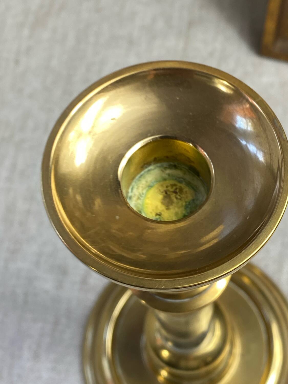 Brass and Lucite Candle Holder