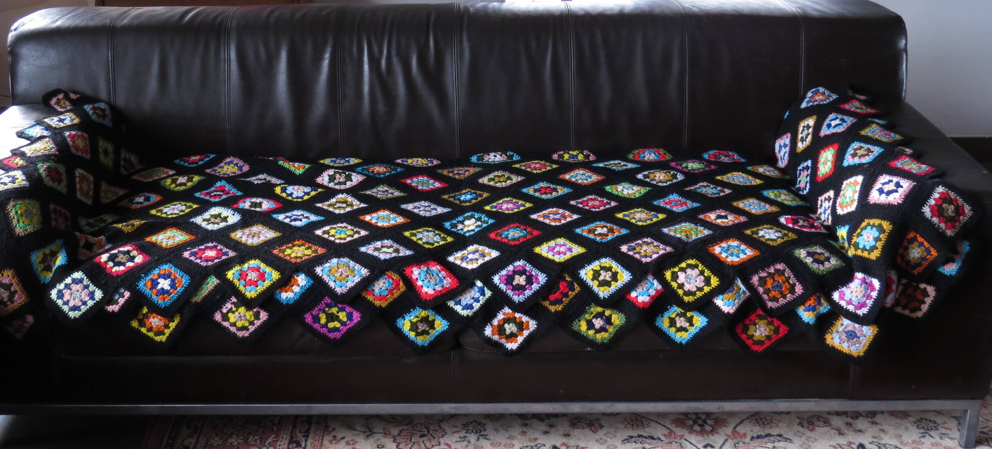 70's multi-colored crochet blanket