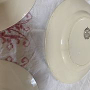 Set of 3 flat plates in polychrome ironstone E. Bourgeois