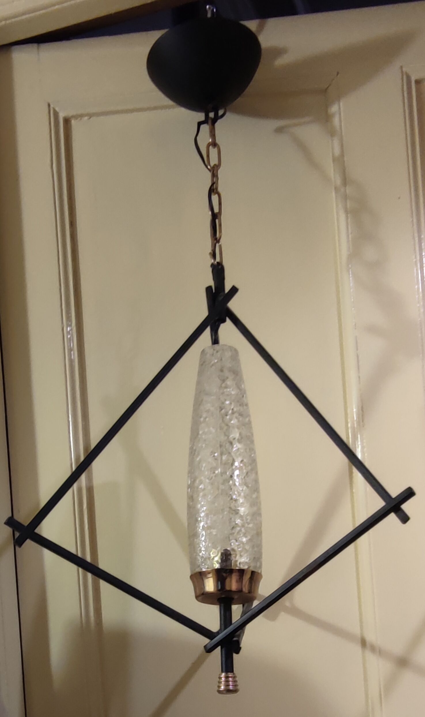 Pair of chandeliers Lunel design pendant lamps 1950s