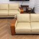 2 sofas 2 seats B&B Italia, cream leather and wood