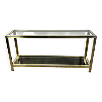 Italian console in chromed metal and gilded brass 1970s