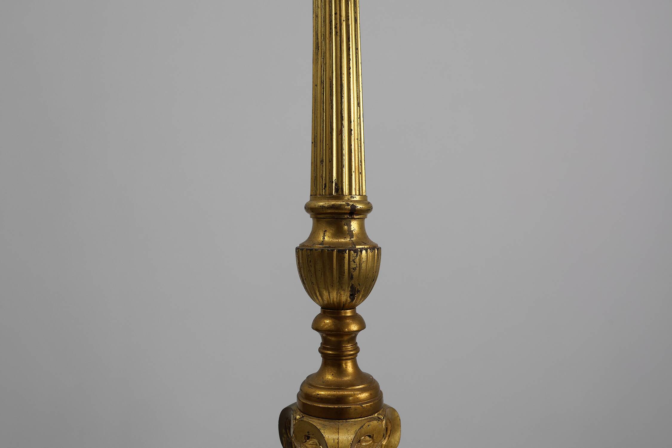 Large Provincial Copper Church Candlestick, France, ca. 1900