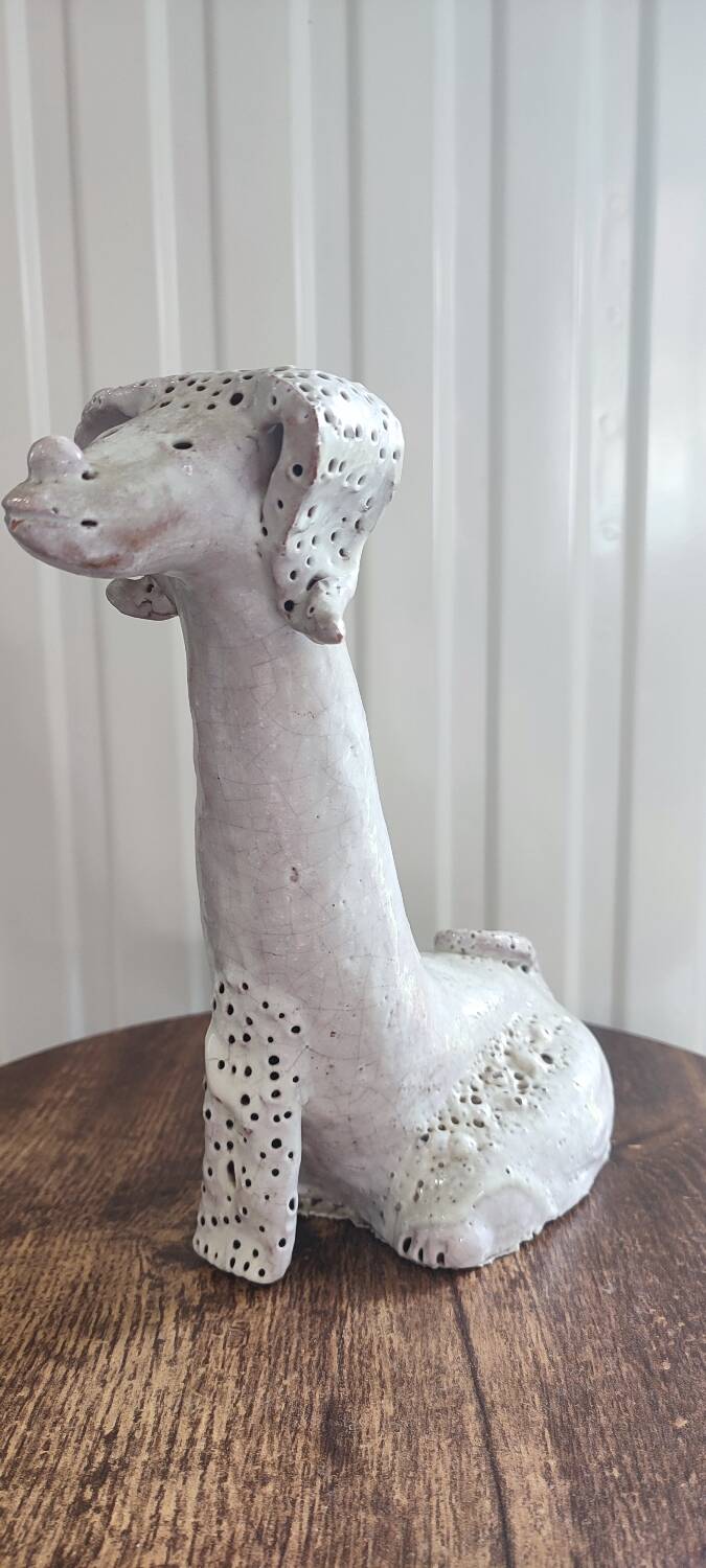 Antique zoomorphic sculpture in glazed terracotta