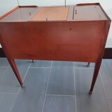 Dressing table with mirror and leather covering