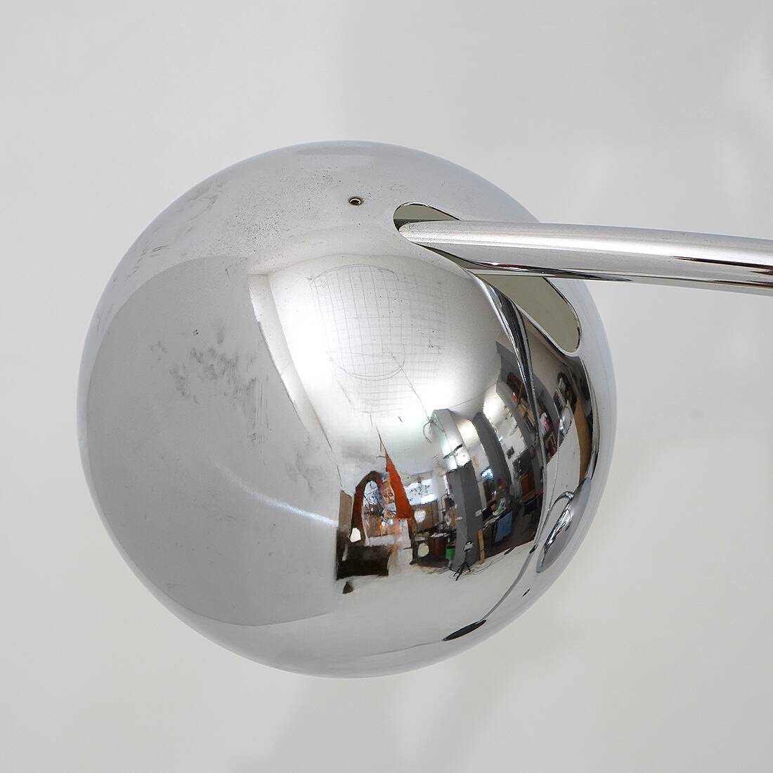3-arm floor lamp in chromed metal, 1970s