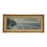 Signed painting Oil on canvas - the storm - dimensions: height -32 cm - width -72 cm -