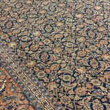 Large Vintage Indian Kashmiri Carpet Blue Wool Living Room Rug- 280x385cm