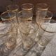 9 art-deco glasses in engraved crystal with gold trim