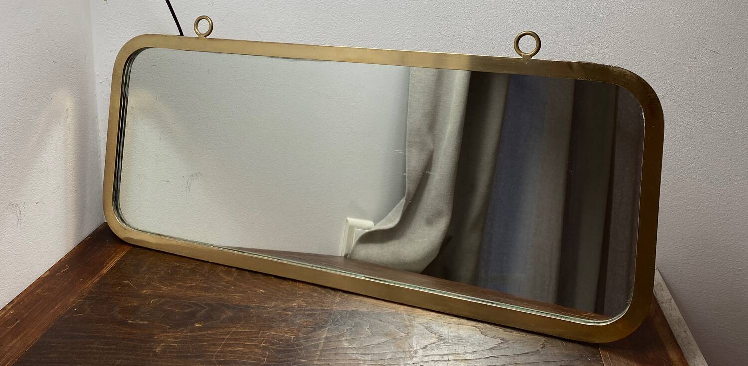 Grand miroir vintage en laiton