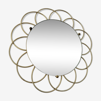 “Flower” sun mirror in gold metal from the 60s