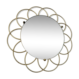 “Flower” sun mirror in gold metal from the 60s