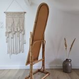 Rattan psyche mirror