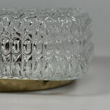 1960s 1970s Ceiling Lamp Flush Mount in Glass & Metal Space Age Design