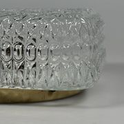1960s 1970s Ceiling Lamp Flush Mount in Glass & Metal Space Age Design