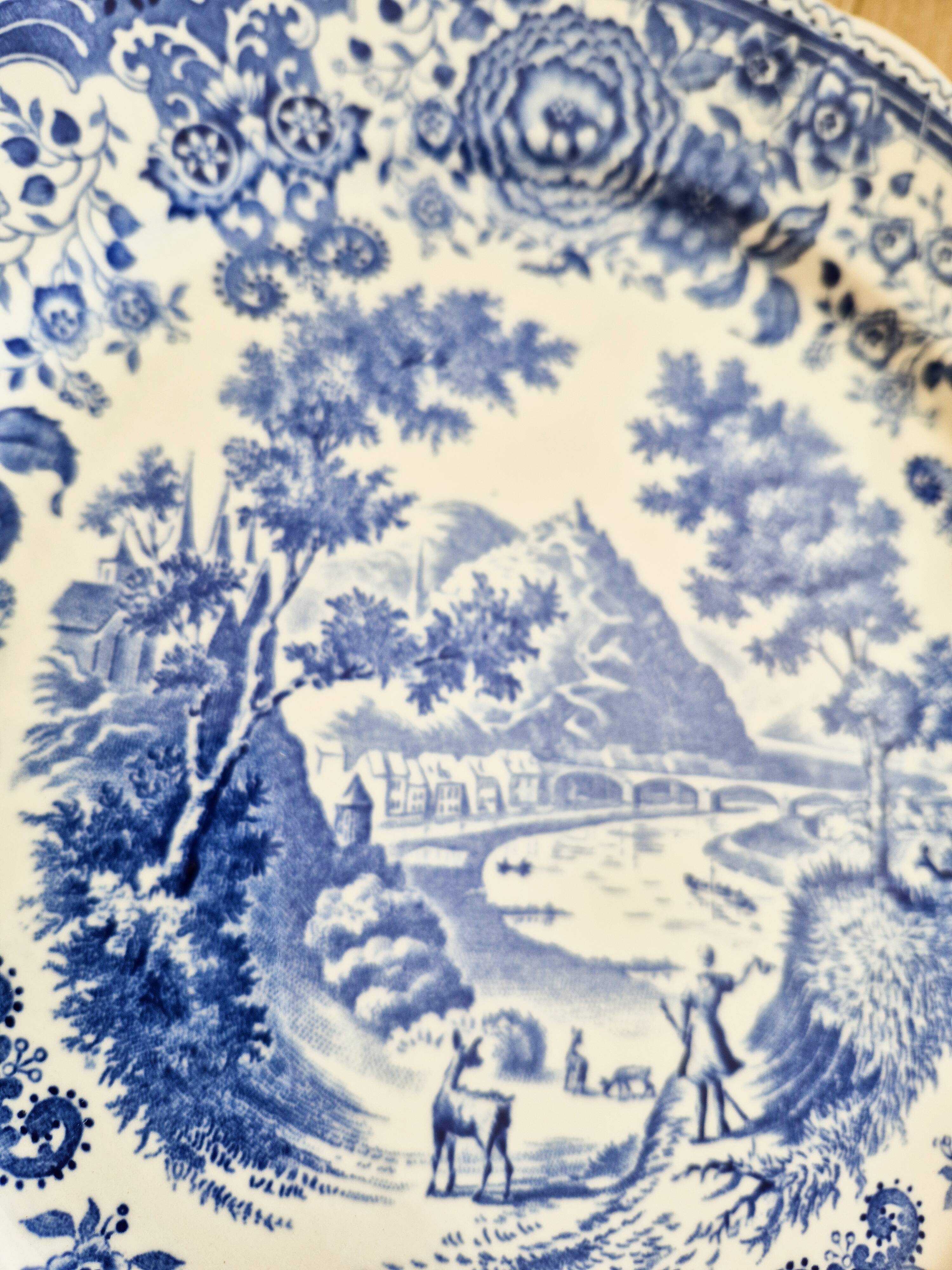 6 flat plates in porcelain by Villeroy and Boch, blue, Burgenland