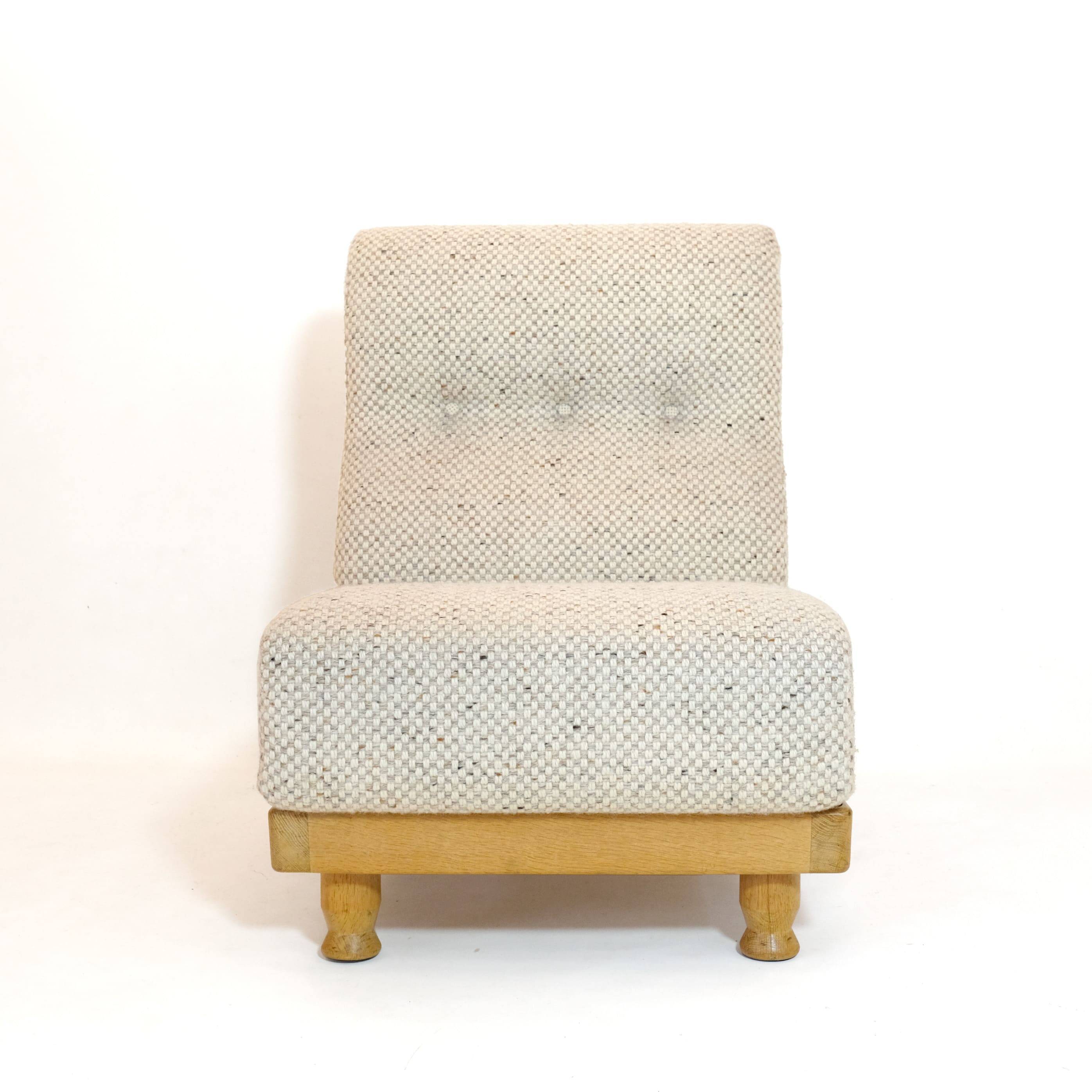 Robert Guillerme & Jacques Chambron, armchair upholstered in beige fabric.