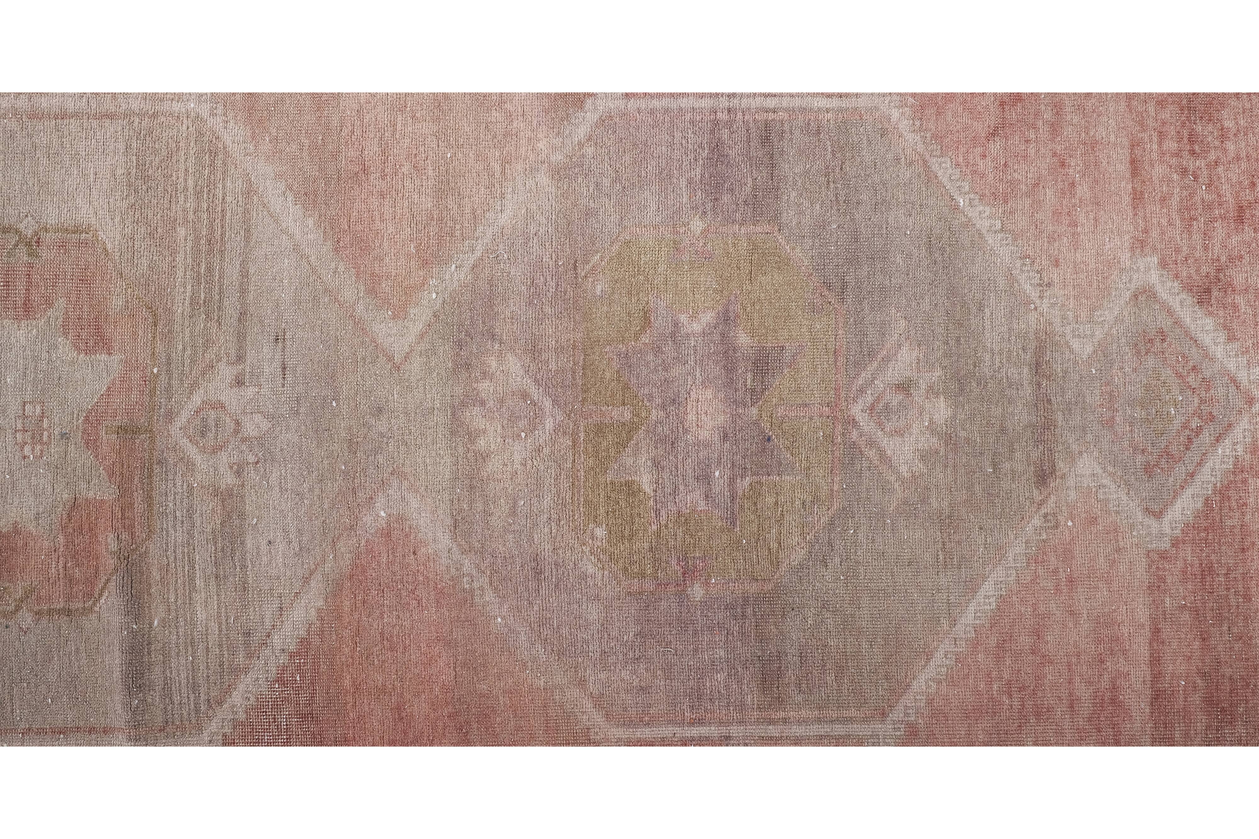 Vintage Turkish rug from Oushak, hand-woven 81x770 cm