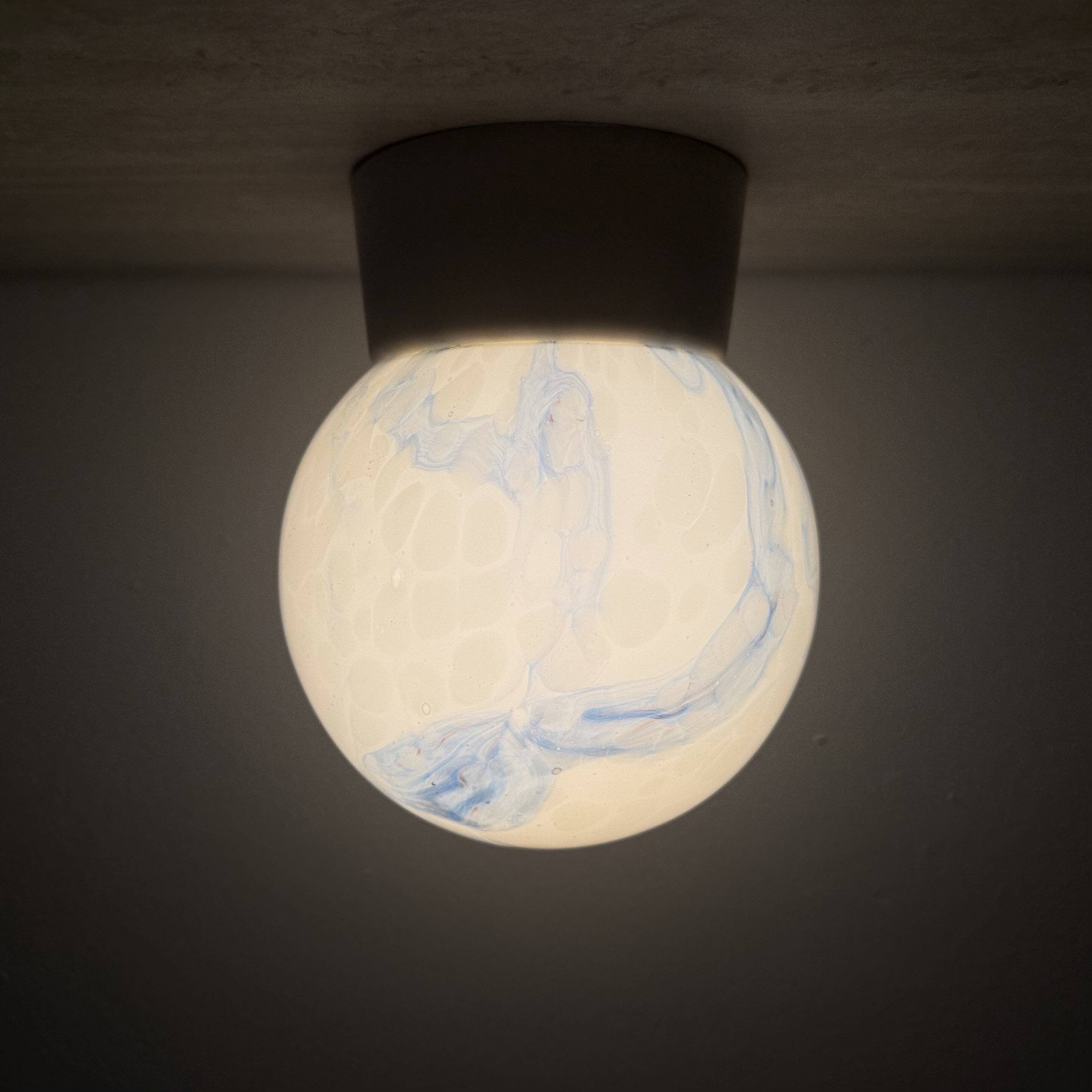 Thabur art deco marbled glass ceiling lamp , 1930s the Netherlands