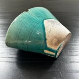 Fan vase in turquoise raku