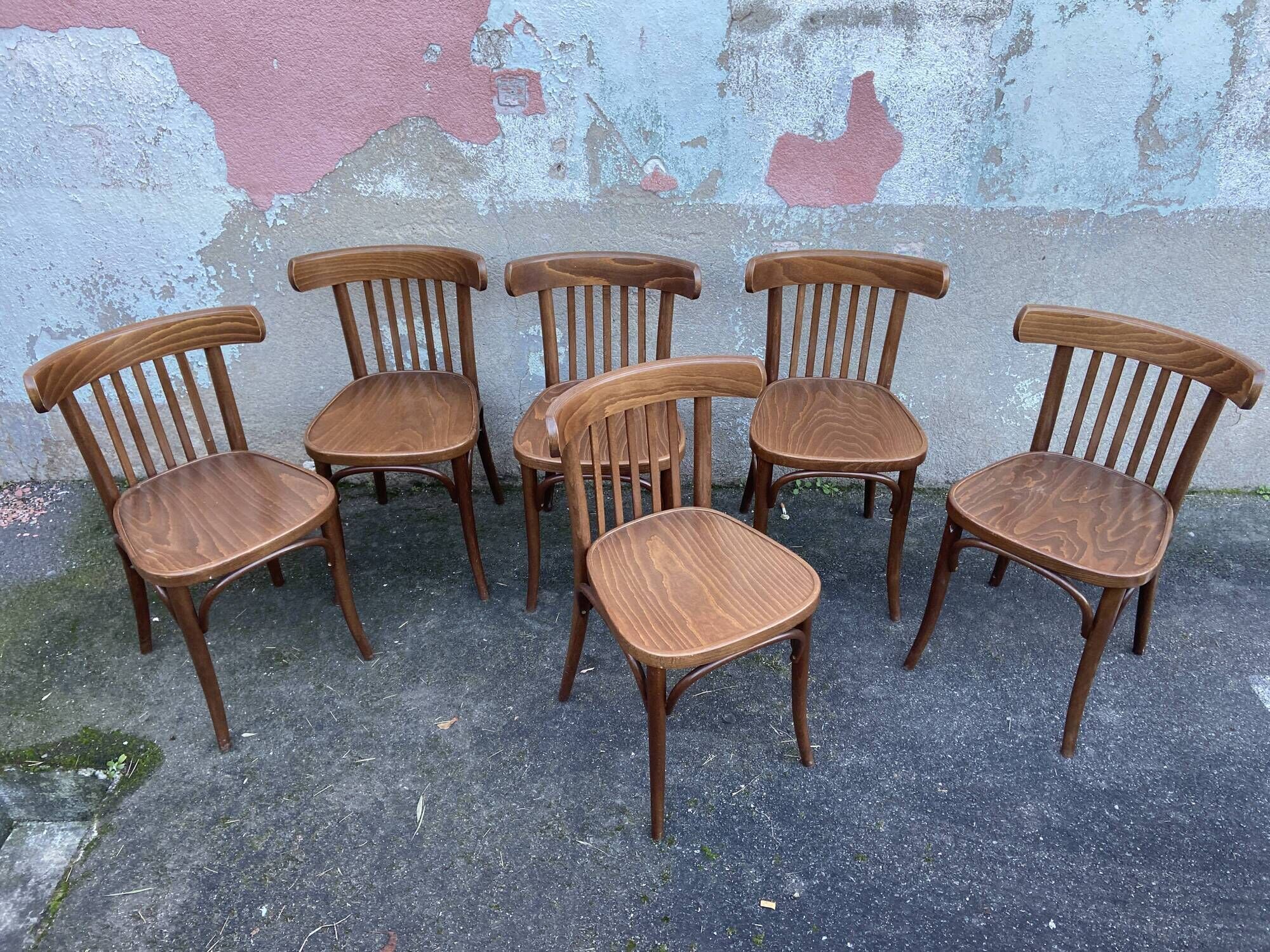 Lot de 6 chaises viennoise bois courbé 1970