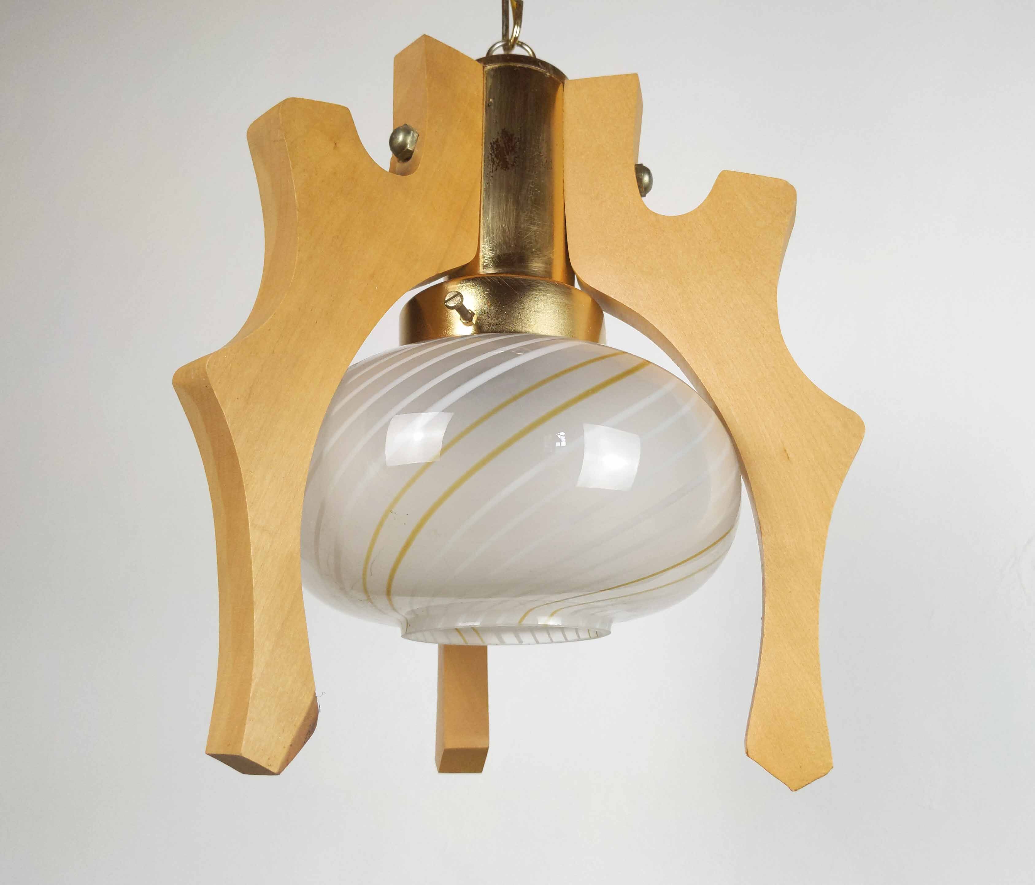 Suspension wood and Murano glass 1980s