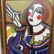 Vintage portrait de style hugó scheiber | expressionniste cubisme femme peinture à l’huile
