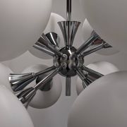 Sputnik chandelier with 12 frosted glass lights, Italy circa 1970.