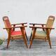 Pair of vintage 1940 armchairs in mahogany and braided rope