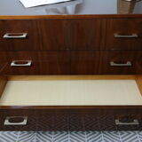 Walnut lace-up vintage chest of drawers