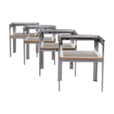 70s chrome plated square design dining chair for Zevi set/4