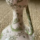 Faience lamp foot of Samadet XVIIIth green - old luminaire mounted on a jug / jar