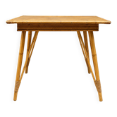 Vintage high table in bamboo / rattan – 1960s